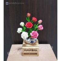 ราคา ดอกไม้ดินปั้น ดอกบัวไหว้พระ ดอกบัวบูชาพระ  ดอกกุหลาบดินปั้น พุ่มกุหลาบดินปั้น ดอกไม้ปลอม ดอกไม้ประดิษฐ์ ของแต่งบ้าน (17439063926)