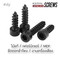ราคา [10ตัว] สกรูหัวจม รมดำ หกเหลี่ยม สีดำ ยึดดอกลำโพง เครื่องเสียง เกลียวหยาบสำหรับไม้ ร่องเกลียวใหญ่ ยึดไม้แน่น งานเฟอร์ (20088286022)