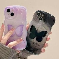 ราคา BLD| เคส สำหรับ iPhone 6 6S 7 8 Plus X Xr Xs Max 11 12 13 14 15 16 Pro Max การย้อมสีรัศมีนุ่มสีดำม่วง เคสโทรศัพท์ขอบหยักผีเสื้อเคสโทรศัพท์ขอบหยักผีเสื้อ (22452068647)
