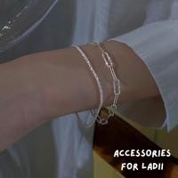 ราคา สร้อยข้อมือเงินแฟชั่นเซต 2 ชิ้น สำหรับสุภาพสตรี สร้อยข้อมือมินิมอล กำไลข้อมือ สินค้าพร้อมส่ง มีบริการเก็บเงินปลายทาง (19836610305)