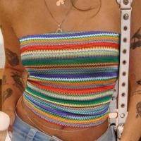 ราคา พร้อมส่งในไทย(163) เสื้อเกาะอก เกาะอก ลายทาง สีรุ้ง เข้ารูป (28273001522)