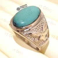 ราคา แหวนเทอร์ควอยส์ ลายนก แหวนเงินแท้ ชุบทองคำขาว เทอร์ควอยส์แท้ YTG-11652 (24738384784)