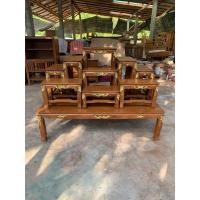 ราคา โต๊ะหมู่ บูชา ไม้สัก หน้า 9 หมู่ 9 แกะลาย แต้มทองลงดำ สวยงาม (2306685944)