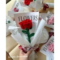 ราคา ช่อกุหลาบลวดกำมะหยี่ดอกสีแดงช่อสีขาว คละช่อ /วาเลนไทน์ (24190026171)