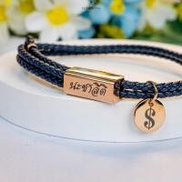 ราคา กำไลข้อมือสายถัก สายปรับได้ (B010) - สลักชื่อฟรี (22703971159)
