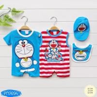ราคา ชุดเด็ก หมีคู่ (Romper สั้น) + พร้อมหมวก ผ้ากันเปื้อน ลาย โดเรม่อน Doraemon (7388709017)
