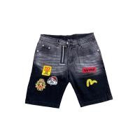 ราคา กางเกงยีนส์ขาสั้นผู้ชายสีดําปักลาย evi.su hot treen ผ้ายืดทนทานและสวยงาม ms6691 (25479617547)