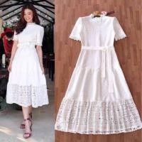 ราคา ชุดเดรสออกงานลูกไม้สีขาว งานป้ายLove Love (1386270074)