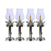 ราคา (แพค 4 ชิ้น) เชิงเทียนครอบแก้ว (โคมเทียนแก้ว) ด้ามสีเงิน (14947625392)