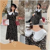 ราคา PMSWEET PLUSSIZE : PM3406 : พร้อมส่ง เสื้อผ้าไซส์ใหญ่ คนอ้วน สาวอวบ ชุดเดรสยาว ชุดเดรสลายดอก คอปกตุ๊กตาแต่งขอบลูกไ (9969482405)