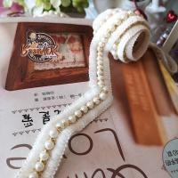 ราคา 90cm เทปติดมุก ลูกไม้ ติดมุก ผ้าลูกไม้ มุกเส้น ตกแต่ง หรือทำ โชคเกอร์ ขนาดกว้าง 2.5 เซนติเมตร Pearl beaded lace trim (5491857869)