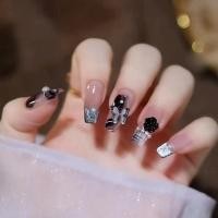 ราคา เล็บปลอมสีดําเข้ม Mountain Camellia Nails S ThreeD 3D ผีเสื้อสวมเกราะน้ําแข็งชุดเล็บปลอมสีชมพู (28154505735)