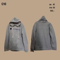 ราคา G10 เสื้อแขนยาว Champion สเวตเตอร์ ฮูดสีเทา (21569508638)