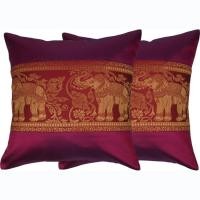 ราคา ปลอกหมอนอิงลายช้างกนก ขนาด 16"x16" (สีชมพูเข้ม) 1 คู่ #127 (621435362)