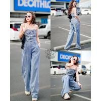 ราคา จั้มสูทเกาะอกยีนส์ ขากระบอก แต่งขาดเซอร์ สุดฮิต (21481931795)