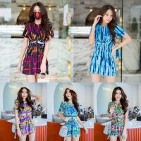 ราคา ป้าย Sheeny เดรสสั้นมัดเอวแอบเซ็กซี่นิดๆ ผ้าลายมัดย้อมสีสวยสดมาพร้อมแมสปิดปากเข้าเซ็ต คือมันดีมากอ่ะแกร (7031752989)