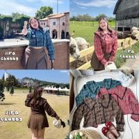 ราคา เสื้อคอปกทหารเรือลายสก็อต แขนยาว แต่งด้วยผ้าลูกไม้ทั้งตัว Plussize (24687987086)