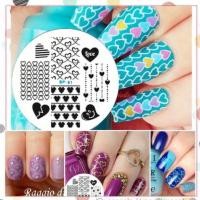 ราคา แผ่นปั๊ม ลายเล็บ กลม ลาย หัวใจ opi orly essie zoya (404005003)