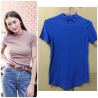 ราคา เสื้อยืดผ้าร่อง สีน้ำเงิน ป้าย bellacita (1130935536)