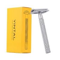ราคา YINTAL Shaver Matte Silver Classic Safety Razor For Shaving Men Quality Brass Copper Handle Double Edge Manual Razors (27912598635)