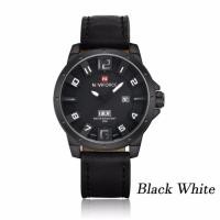 ราคา naviforce watch แท้ นาฬิกาผู้ชาย สายหนังสีดำ หน้าปัดสีดำ รุ่น NF9061-BLA (293600114)