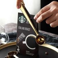 ราคา พร้อมส่ง 2in1คลิปหนีบถุง ช้อนกาแฟ คลิปหนีบกระดาษ โลหะสีทอง ช้อนตวง สแตนเลส 304แท้ (5827678262)