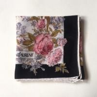 ราคา ผ้าเช็ดหน้าแบรนด์เนม มือสอง ลายกุหลาบ Yves Saint Laurent (5487615714)