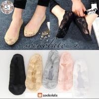 ราคา ถุงเท้าคัทชู ลูกไม้ ถุงเท้าซ่อนขอบ มีซิลิโคนกันลื่นหลุดรอบขอบ (126802952)