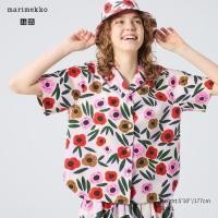 ราคา พร้อมส่ง!!! UNIQLO x Marimekko เสื้อเชิ้ต ผ้าลินินผสม คอเปิด แขนสั้น ลาย Ruukku (กระถางดอกไม้) : ขนาด S (27514655488)