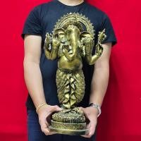 ราคา พระพิฆเนศปางยืนประทานพรขจัดอุปสรรค สีทองเก่า(สูง60ซม.)องค์ใหญ่มากๆเหมาะวางตั้งเป็นองค์ประธานบูชาที่บ้าน (10239921212)