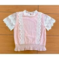 ราคา เสื้อผ้าลูกไม้แขนสั่น มีซับใน สีโอรส (24154413454)