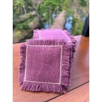 ราคา แผ่นรองแก้ว ผ้ารองแก้ว ผ้าฝ้ายทอมือ ไม่เย็บชาย เดินเส้นสีอ่อน ซับน้ำดี (25826195616)