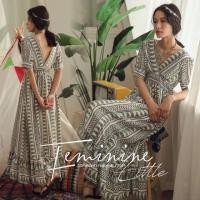 ราคา เดรสยาวแขนสั้น สไตล์โบฮีเมี่ยน (988785658)