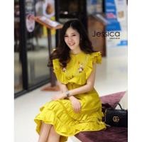 ราคา เดรสงานปักสีเหลืองมัสตาร์ดกระดุมหน้าแขนระบาย ป้าย D.N.Y. ไซต์ L (23637664061)