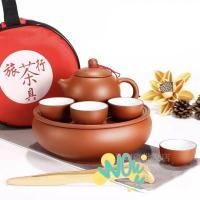 ราคา พร้อมส่ง ชุดชงชาดินเผา ชุดน้ำชาพร้อมถาดรอง แถมกระเป๋าสำหรับเก็บอุปกรณ์ 旅行茶具 (8302263734)