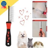 ราคา (2 in 1 ซี่ถี่ห่าง / ขนสลวย ไม่พันกัน) หวีขนสุนัข แปลงขนแมว หวีกระต่าย เปอร์เซีย ชิวาวา ซามอยด์ (28158420689)