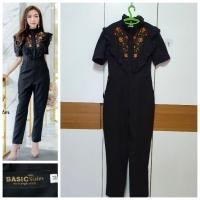 ราคา Soldจั้มสูทขายาวสีดำผ้าฉลุปักดอกไม้ ป้าย Orange Juice มือ2 (5498112896)