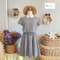 ราคา เดรสมือสอง earth music&ecology แบรนด์ญี่ปุ่นแท้% Size M ลายสก็อตสีขาวดำ คอปก แขนสั้น มีซับใน ผ้าคอตตอน (Lot 8) (17407387161)