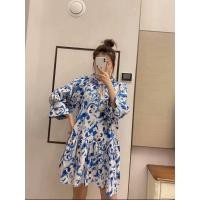 ราคา เดรสสั้นโทนสีฟ้า แขนยาว ดีเทลคอจีนมีโบว์ช่วงคอ (5466520805)