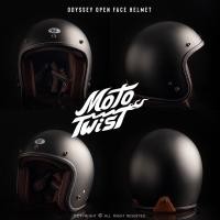 ราคา Helmshell X MototwistBKK ลิขสิทธิ์แท้ดั้งเดิม หมวกกันน็อคคลาสสิคเปิดหน้าห้าเป็ก Odyssey Standard สีดำด้านขอบดำเดินด้าย (29606440532)