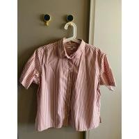 ราคา Uniqlo เสื้อเชิ้ตแขนสั้นลายทาง สีชมพู Size M มือสอง (27866966259)
