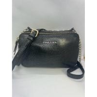 ราคา กระเป๋าทรงคลอสบอดี้ของ Anne Klein หนังแท้สีออกเทาเมทาลิค มือสอง (25932298581)