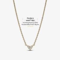 ราคา พร้อมส่ง️ Pandora ของแท้ สร้อยทองเพชร 45 cm Triple Stone Heart Collier Necklace (26122710069)