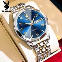ราคา PLAYBOY นาฬิกา ผู้ชาย แฟชั่น watch 100% แท้ นาฬิกาข้อมือกันน้ำได้ ควอตซ์ สายสเตนเลส แสงสว่าง เรียบง่าย แนวโน้ม 3502-L (26251714147)