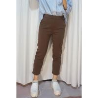 ราคา กางเกงขากระบอกเล็กผ้าเอวสูง ซิปข้าง ผ้าฮานาโกะ สีน้ำตาลกลาง (25763260012)