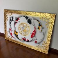 ราคา รูปปลาคาร์ฟ 9 ตัว รูปภาพมงคลปิดทอง ขนาด 80×120cm. ภาพติดผนัง กรอบรูป ภาพแต่งบ้าน รูปปลาคราฟ ภาพแต่งห้อง รูปวาด (28153387446)