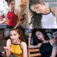 ราคา เสื้อสายเดี่ยววินเทจสายสี เอวลอย (ผ้าคอตตอน) สายเดี่ยววินเทจ (24711211157)
