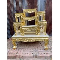 ราคา โต๊ะหมู่บูชา หมู่ 7 หน้า 8 โต๊ะหมู่บูชางานไม้สน แกะสลักปิดทอง สีครีมทอง/สีแดงทอง ระบุสีในกล่องข้อความ (28675101691)