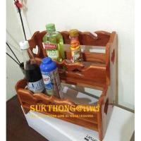 ราคา เก็บเงินปลายทาง ชั้นวางขวดเครื่องปรุงไม้สัก 2 ชั้น ชั้นวางของในห้องครัว (1561472221)