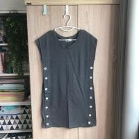 ราคา เดรสใส่ทำงาน-แขนกุด-สีเทาเข้ม-คอกรม-ผ้ายืด (16019887932)